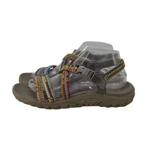Skecher Reggae Sew Me Taupe Sandals Sz 9 Womens Strappy Tan